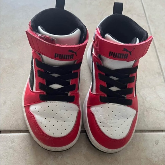 Puma Red and Black High-Top Sneakers Retro Style - Picture 1 of 3